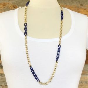 Navy blue & gold chain necklace